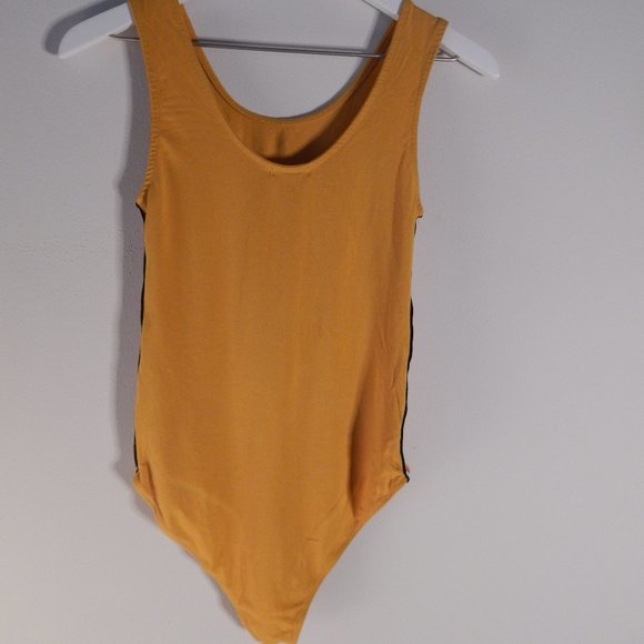 Mustard Yellow Bodysuit with Stripes - Picture 2 of 3